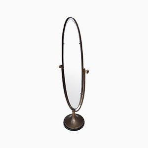 Mid_Century Cheval Mirror with Brass and Metal Frame, 1960s
