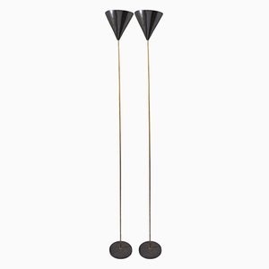 Floor Lamps in Brass and Chrome Color by Luigi Caccia Dominioni for Azucena, Set of 2
