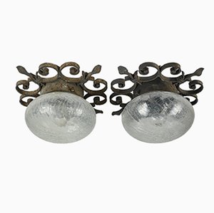 Wrought Iron Ceiling Lights, 1960s, Set of 2