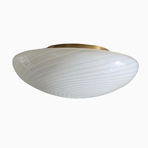 Weiße Murano Glas Swirl Deckenlampe