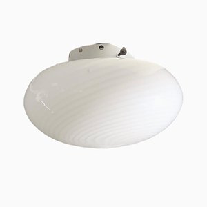 Vintage Murano White Swirl Ceiling Lamp