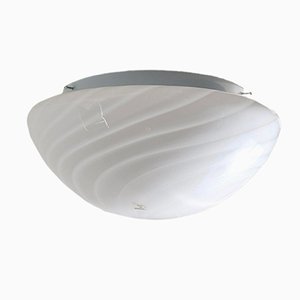 Lampada da soffitto vintage in vetro di Murano bianco