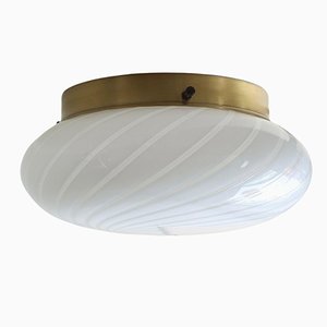 Murano Glass White Swirl Ceiling Lamp