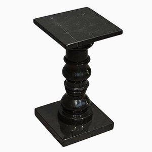 Vintage Black Natural Stone Marble Pedestal or Side Table