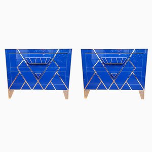 Blue and Aluminum Crystal Dressers, Set of 2