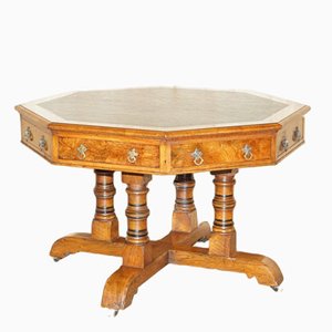 Gothic Revival Pollard Centre Library Table in Oak, 1840s