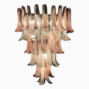 Pink and White Petal Murano Glass Chandelier, Italy, 1980s
