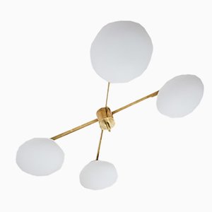 Brass & Opaline Glass Stella Butterfly Chrome Lucid Ceiling or Wall Lamp from Design for Macha