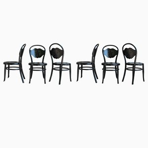 Black Lacquered No. 14 Chairs by Michael Thonet, Set of 6