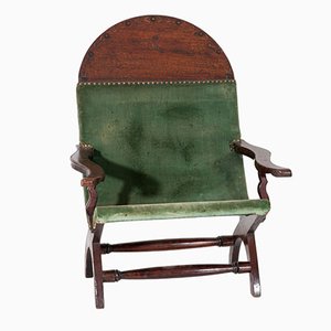 Sedia Campeche vintage verde, fine XIX secolo