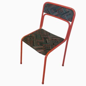 Roter Esszimmerstuhl aus Metall & Stoff, Ehemaliges Jugoslawien, 1970er