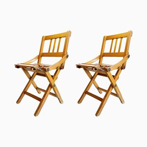 Beech Wood Childrens Folding Chairs by Brevetti Reguitti, 1950s, Set of 2