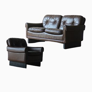 Leather Sofa and Armchair by Sigurd Ressel for Vatne Mobler, Set of 2