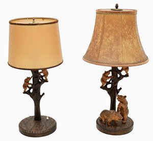 Vintage German Black Forest Table Lamps, 1950s, Set of 2