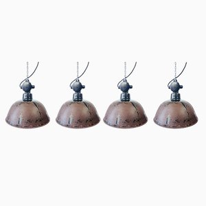Industrial Factory Lamps, GDR, 1950s, Set of 4