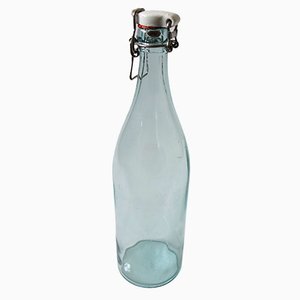 Grüne Vintage Glasflasche mit Porzellandeckel von Årnäs, Schweden