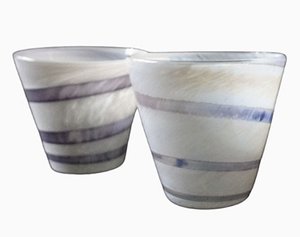 Bicchieri da acqua vintage bianchi e viola, Svezia, set di 2