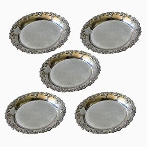 Dessous de Verre en Plaqué Argent, Suède, 1900s, Set de 5