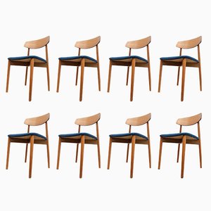 Sedie da pranzo Mid-Century in teak di Harry Ostergaard, Danimarca, anni '60, set di 8