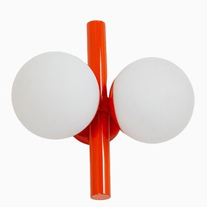 Mid-Century Orbital Wall Light in Orange attributed to Kaiser, Germany, 1970s