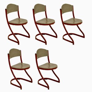 Industrielle Stühle von Elodie de Souvignet Plichance, Frankreich, 1970er, 5er Set