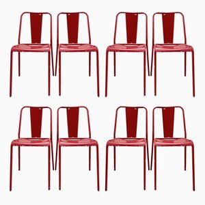 Chaises d'Appoint Vintage Rouges, Set de 8