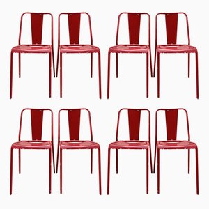 Vintage Side Chairs in Red, Set of 8