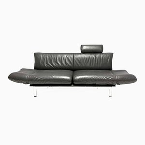 Postmodernes wandelbares Ds140 Sofa aus schwarzem Leder & Chrom von de Sede, 1980er