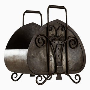 Arts and Crafts Log Holder in Wrought Iron, 1920s