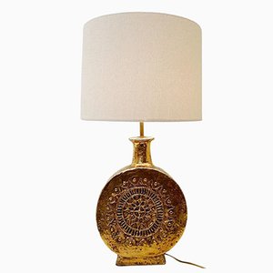 Goldene italienische Mid-Century Tischlampe aus Keramik