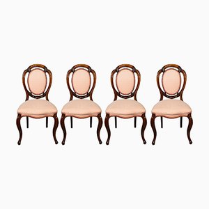 Antique English Victorian Spoon Back Dining Chairs, 1840s, Set of 4