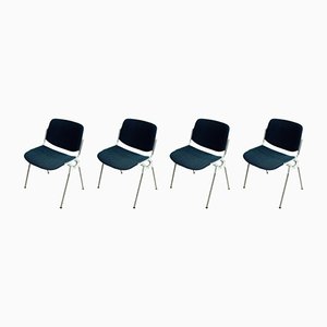 Italian DSC 106 Stacking Chairs in Blue by Giancarlo Piretti for Castelli, Set of 4