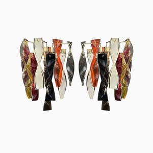 Multi Colored Glasses Murano Wall Sconces, 1980s, Set of 2