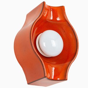 Orange Wandlampe aus Keramik von Cari Zalloni, 1970er