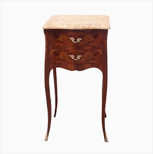 Antique Bedside Tables in Exotic Woods with Siena Yellow Marble Top