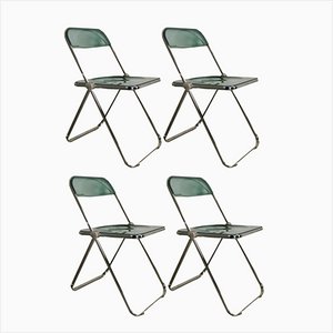 Light Blue Folding Chairs by Giancarlo Piretti for Anonima Castelli, 1970s, Set of 4