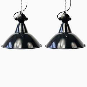 Small Factory Ceiling Lamps from VEB, GDR, 1950s, Set of 2