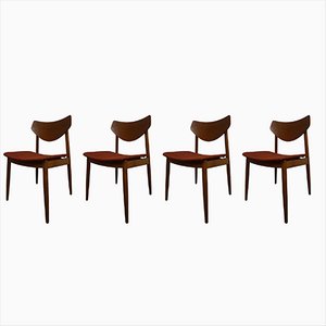 Teak & Oak Dining Chairs by Wilhelm Benze, Set of 4