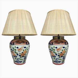 Large Imari Vase Table Lamps, Set of 2