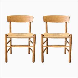 Model J39 Chairs in Oak and Paper Cord by Børge Mogensen for Fdb, Set of 2