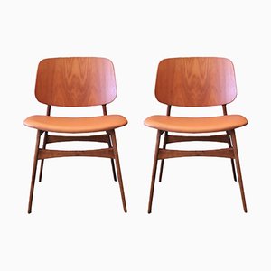 Teak & Oak Chairs by Børge Mogensen for Søborg Møbler, Set of 2