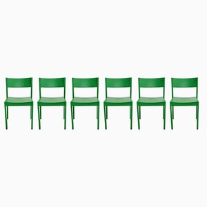 Grüne Mid-Century Esszimmerstühle aus Buche, 1950er, 6er Set