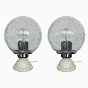 Mid-Century Glass Table Lamps, 1980s, Set of 2