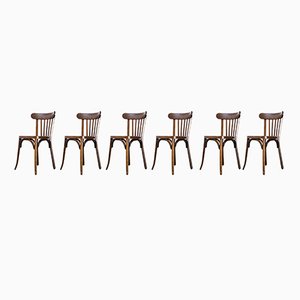 Dark Bent Oak Saddle Back Dining Chairs by Marcel Breuer for Luterma, 1950s, Set of 6