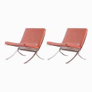 Steel & Leather Tango Chairs by Steen Østergaard for Steel Line, 1970, Set of 2