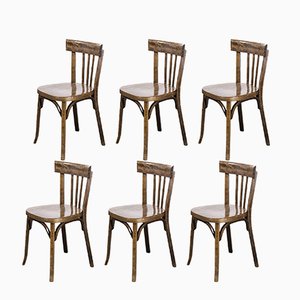 Classic Dark Oak and Bentwood Dining Chairs from Baumann, 1980s, Set of 6
