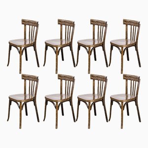 Classic Dark Oak and Bentwood Dining Chairs from Baumann, 1980s, Set of 8