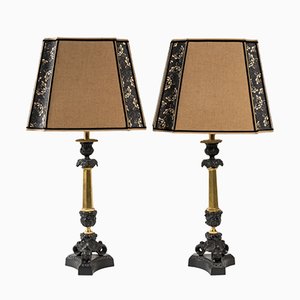 19th Century Bronze Table Lamps, Set of 2