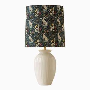 Royal Delft White Vintage Table Lamp, Liberty London Lampshade