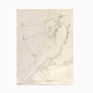 Georges-Henri Tribout, Young Lovers, Original Drawing, 1940
